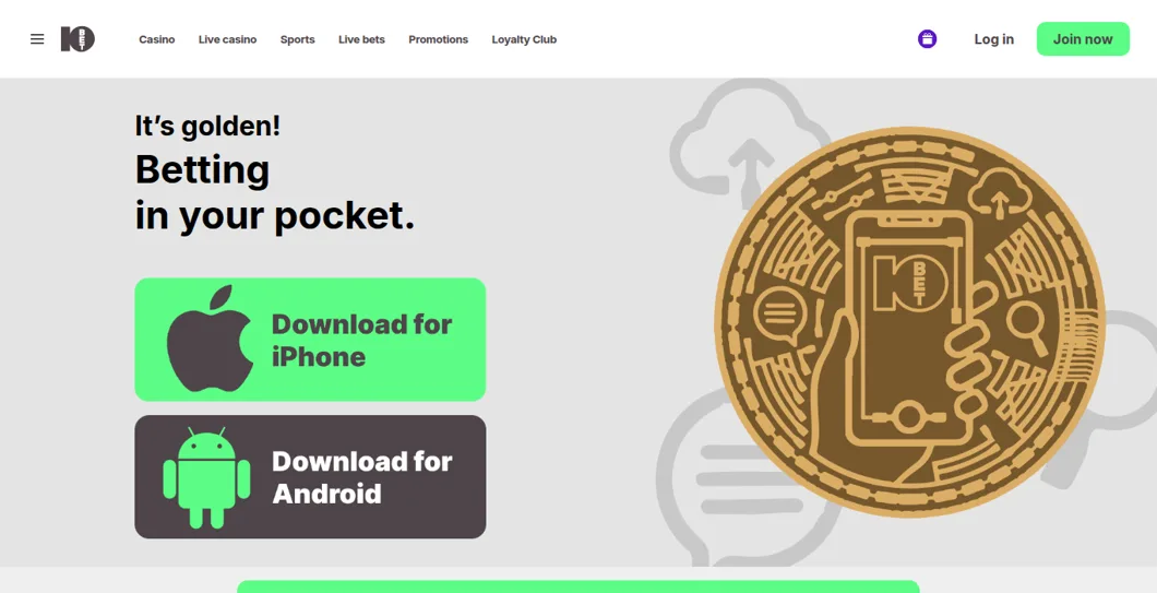 10bet app download page with Download for iPhone and Download for Android buttons and APK installation steps