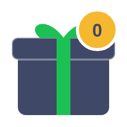 No deposit bonus icon: gift box with zero