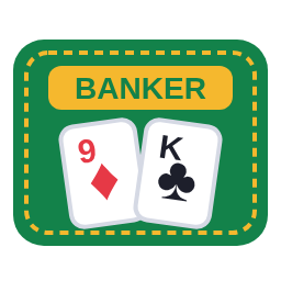 Baccarat icon with a banker table and cards