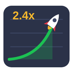 Crash game icon with a rising multiplier