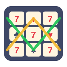Paylines icon over a three by three slot grid