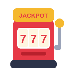 Slot machine icon with three sevens