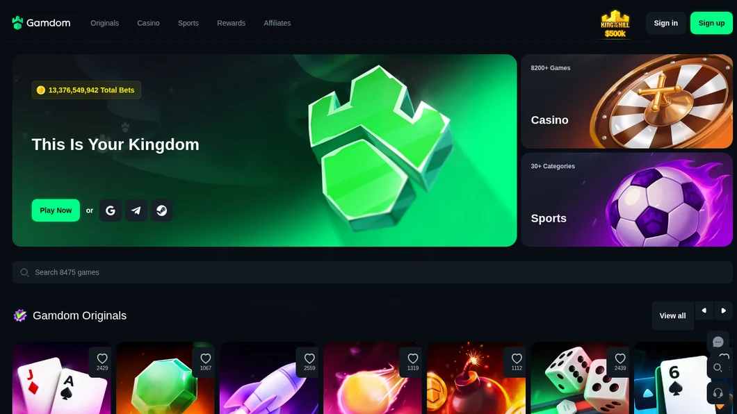 Gamdom lobby opened from the UAE on 21 October 2026, with Casino, Sports and Gamdom Originals