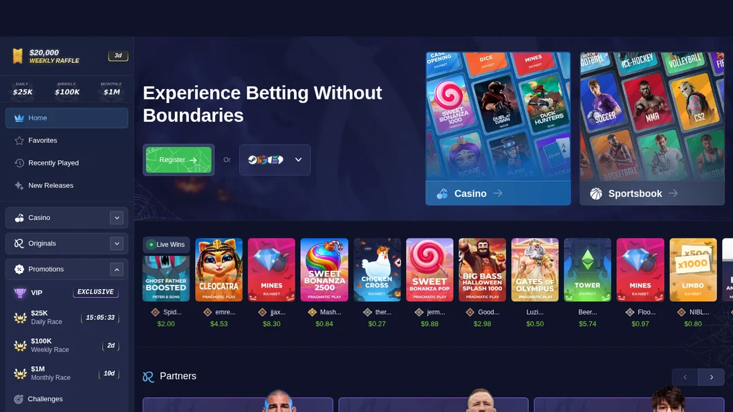 Rainbet casino lobby opened from the UAE on 21 October 2026, with weekly, monthly and daily races and the Casino and Sportsbook sections