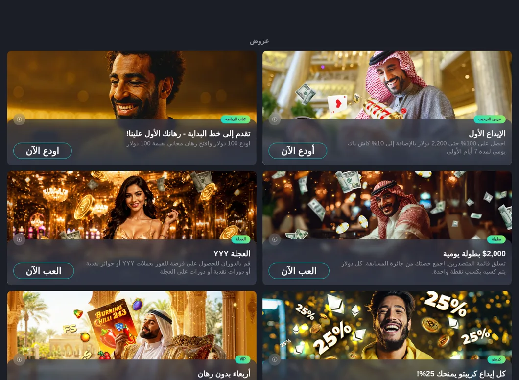 YYY Casino promotions page with the casino and sportsbook welcome offers, the daily tournament and the crypto bonus